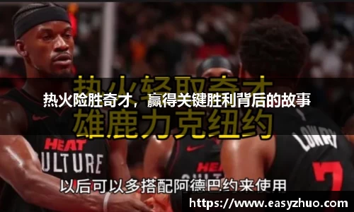 热火险胜奇才，赢得关键胜利背后的故事