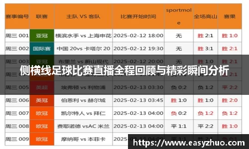 侧横线足球比赛直播全程回顾与精彩瞬间分析
