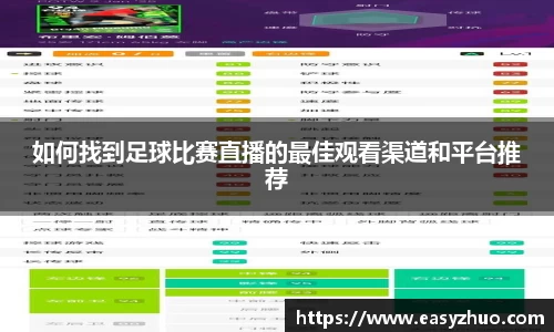 如何找到足球比赛直播的最佳观看渠道和平台推荐